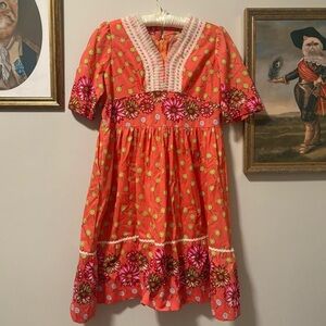 Floral Orange 70’s Dress